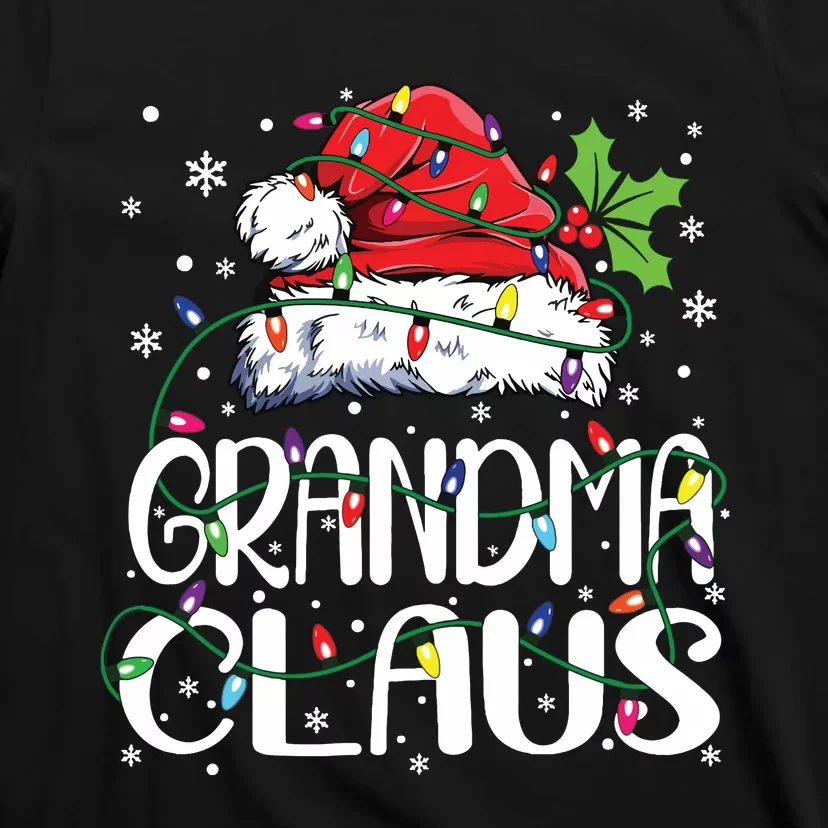 Grandma Claus Shirts Christmas Lights Pajama Family Matching T-Shirt