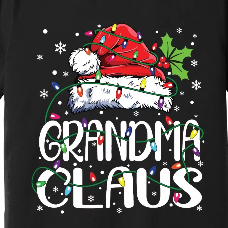 Grandma Claus Shirts Christmas Lights Pajama Family Matching Premium T-Shirt