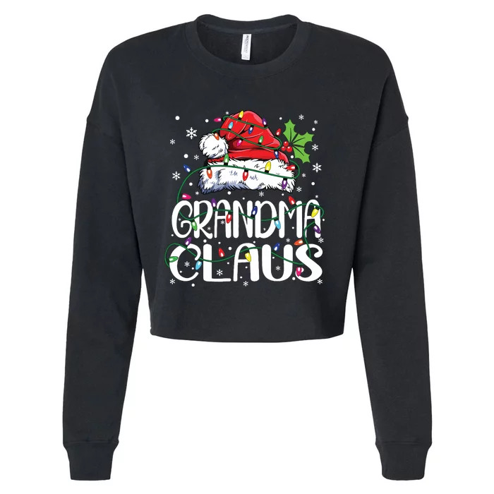 Grandma Claus Shirts Christmas Lights Pajama Family Matching Cropped Pullover Crew