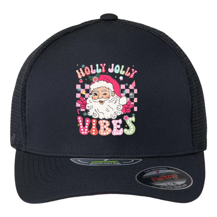 Groovy Cute Santa Claus Christmas Vibes Xmas Flexfit Unipanel Trucker Cap