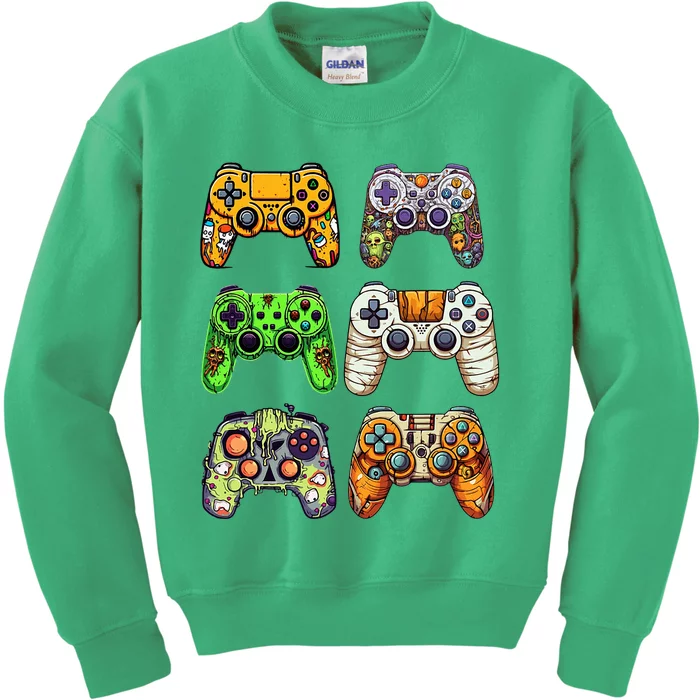 Gaming Controllers Skeleton Zombie Mummy Halloween Kids Sweatshirt