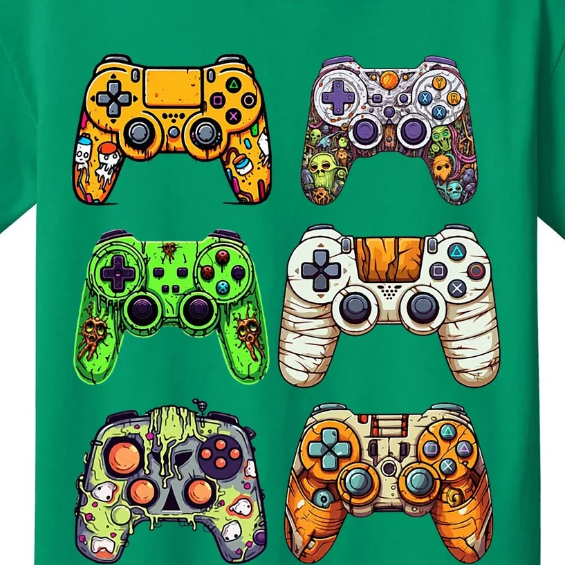 Gaming Controllers Skeleton Zombie Mummy Halloween Kids T-Shirt