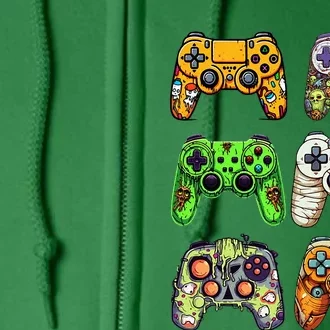 Gaming Controllers Skeleton Zombie Mummy Halloween Full Zip Hoodie