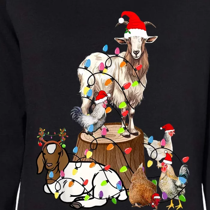 Goat Chicken Santa Hat Reindeer Christmas Lights Farm Animal Womens California Wash Sweatshirt