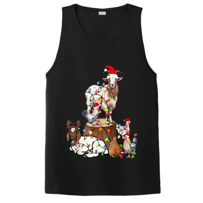 Goat Chicken Santa Hat Reindeer Christmas Lights Farm Animal Performance Tank