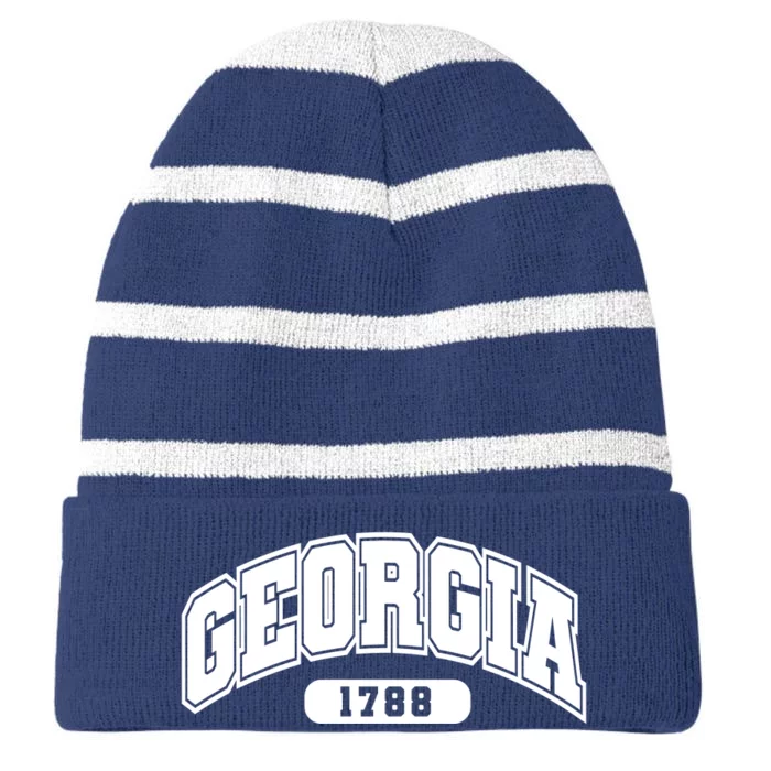 Georgia Collegiate Style 1788 Striped Beanie with Solid Band