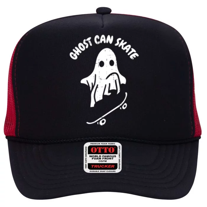 Ghost Can Skate Halloween Costume Ghoul Skateboard Skater Gift High Crown Mesh Trucker Hat