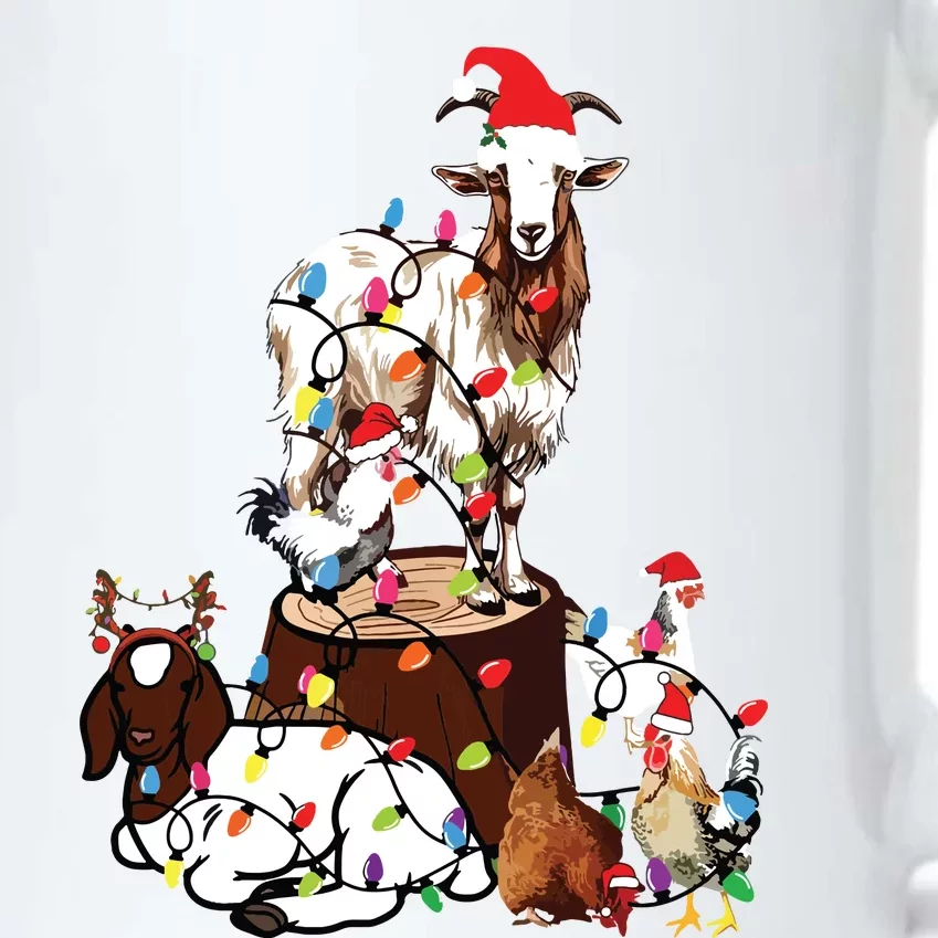 Goat Chicken Santa Hat Reindeer Christmas Lights Farm Animal Black Color Changing Mug