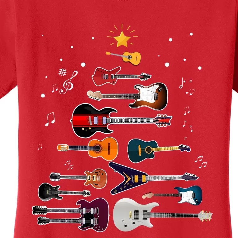 Guitar Christmas Tree Funny Guitar Lover Xmas Women's T-Shirt