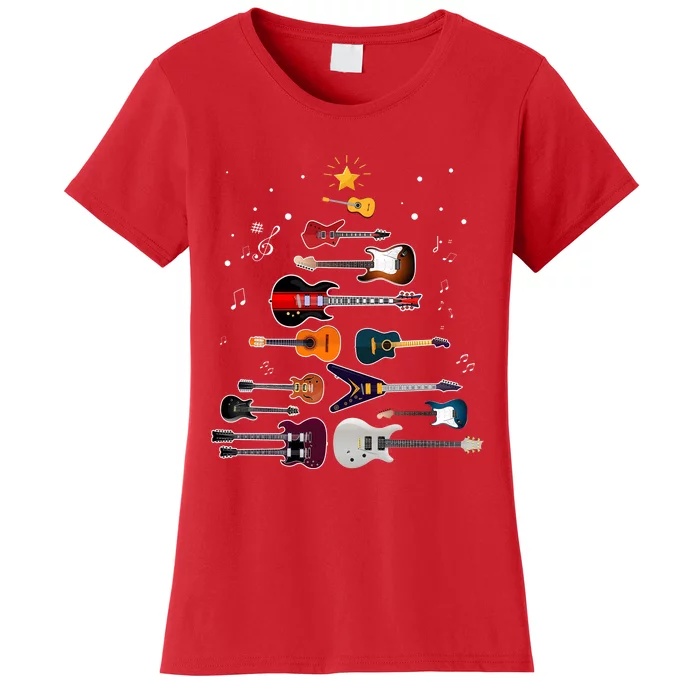 Guitar Christmas Tree Funny Guitar Lover Xmas Women's T-Shirt