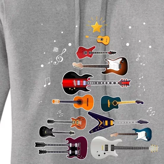 Guitar Christmas Tree Funny Guitar Lover Xmas Women's Pullover Hoodie