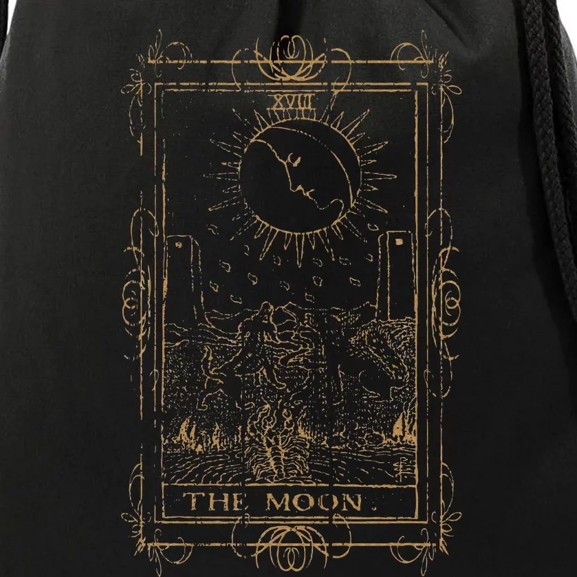 Goth Clothing Tarot Card The Moon Witchy Occult Drawstring Bag