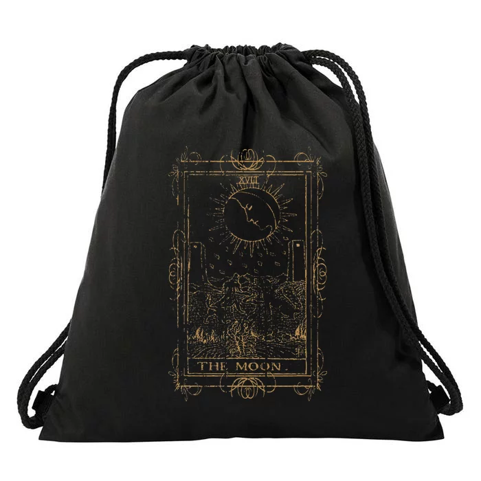 Goth Clothing Tarot Card The Moon Witchy Occult Drawstring Bag