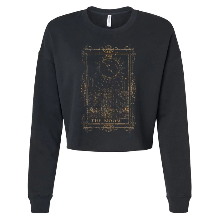 Goth Clothing Tarot Card The Moon Witchy Occult Cropped Pullover Crew