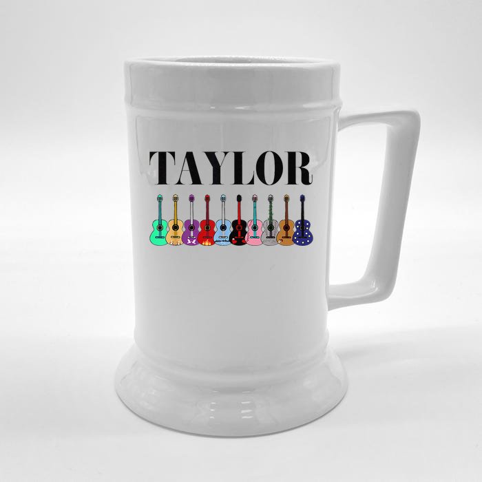 Guitar Colorful Taylor First Name Birthday Women Front & Back Beer Stein