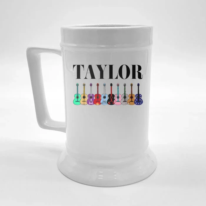 Guitar Colorful Taylor First Name Birthday Women Front & Back Beer Stein