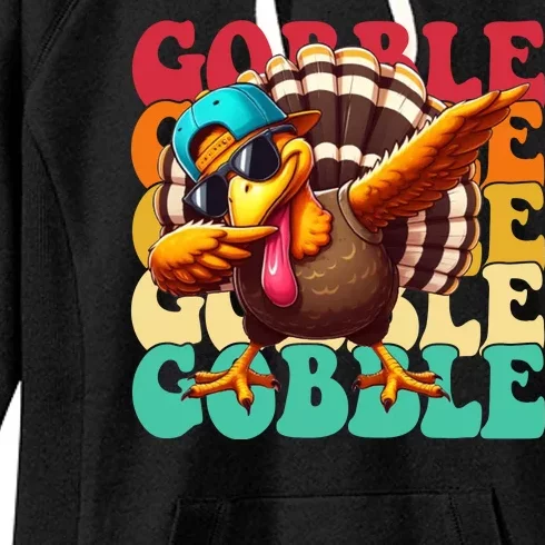 Gobble Cool Turkey Day Thanksgiving Retro Women's Fleece Hoodie