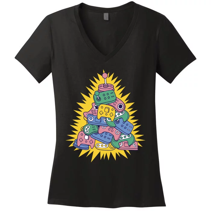 Gaming Christmas Tree Women's V-Neck T-Shirt