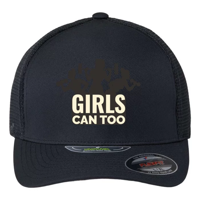 Girls Can Too Gym Workout Flexfit Unipanel Trucker Cap