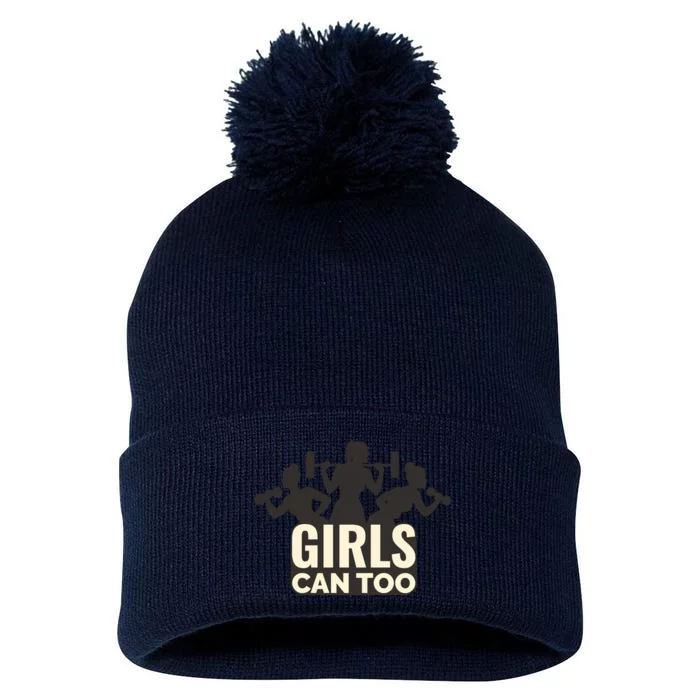 Girls Can Too Gym Workout Pom Pom 12in Knit Beanie