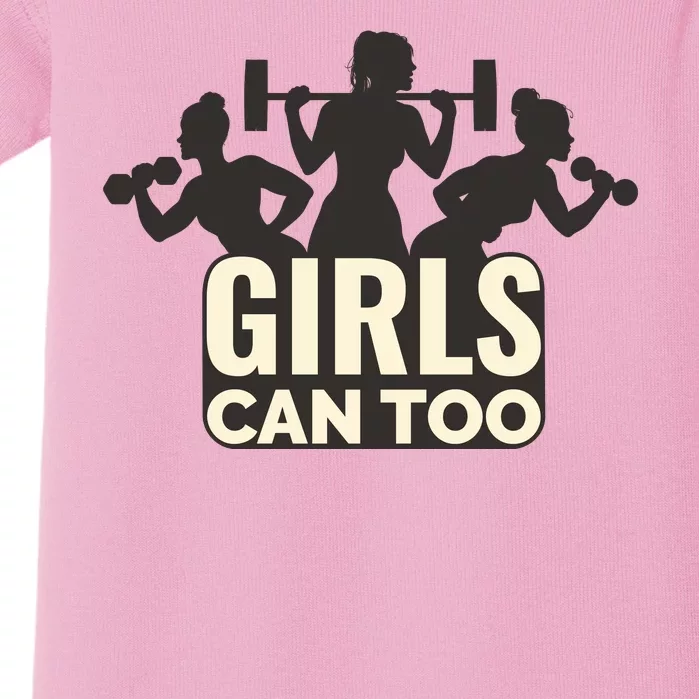 Girls Can Too Gym Workout Baby Bodysuit