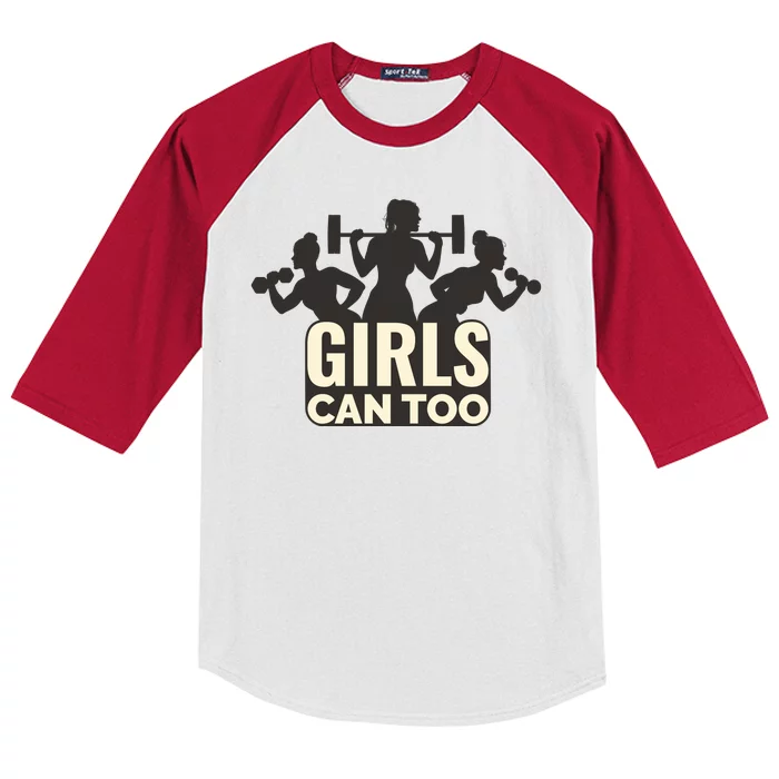 Girls Can Too Gym Workout Kids Colorblock Raglan Jersey