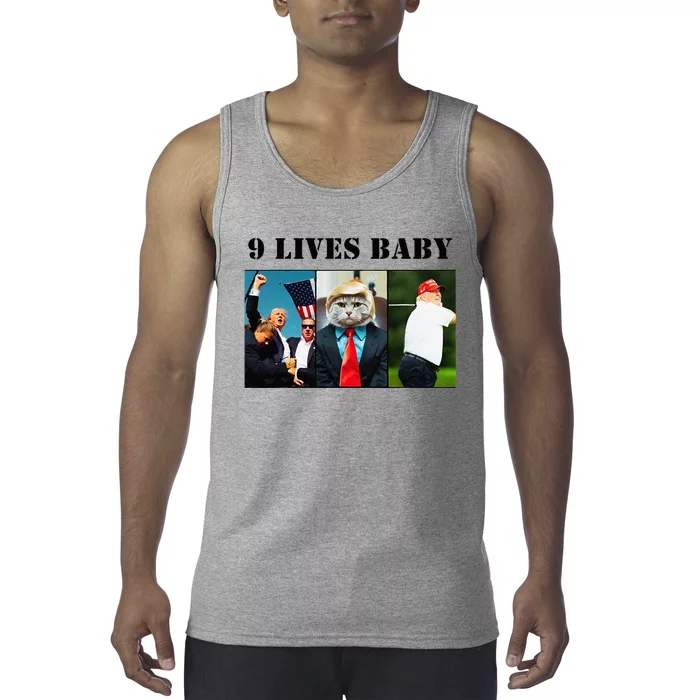 Groovy Cat Trump 9 Lives Baby Tank Top