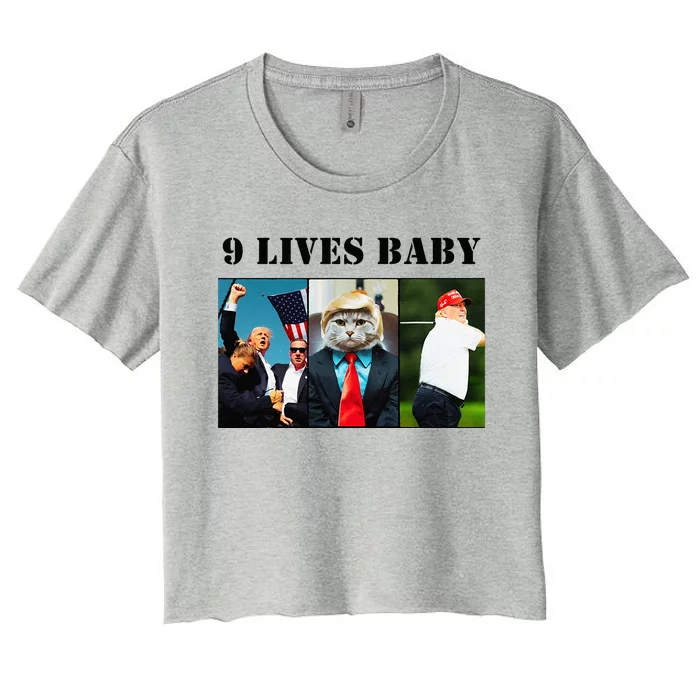 Groovy Cat Trump 9 Lives Baby Women's Crop Top Tee