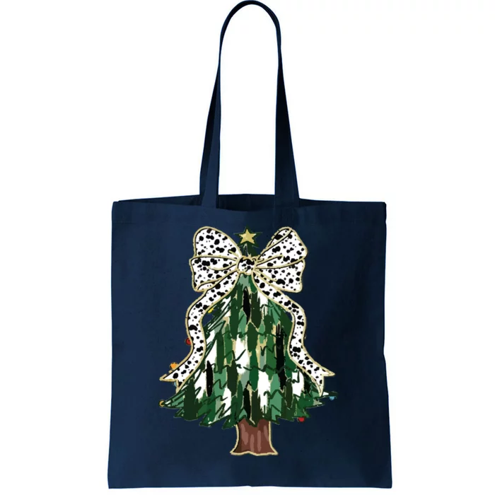 Girly Christmas Tree Bow Tote Bag