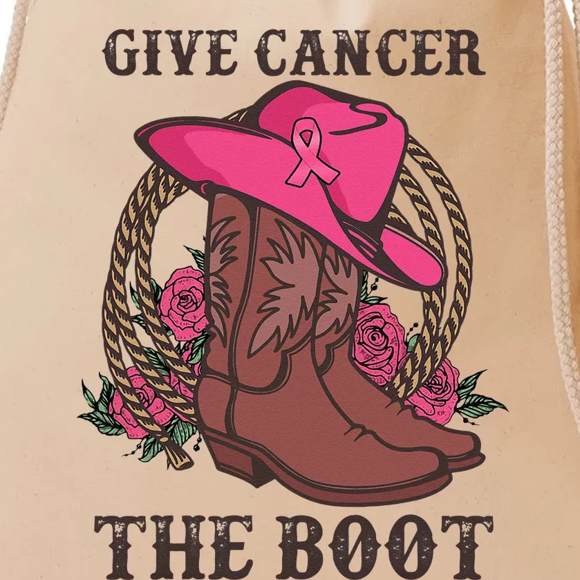 Give Cancer The Boot Breast Cancer Wester Cowboy Boots Drawstring Bag