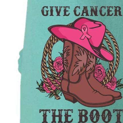 Give Cancer The Boot Breast Cancer Wester Cowboy Boots Doggie 3-End Fleece Hoodie