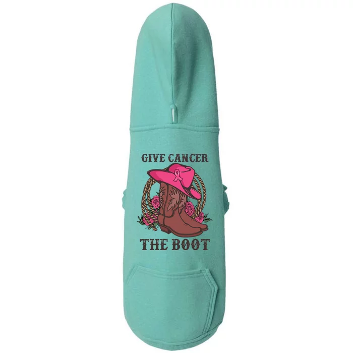 Give Cancer The Boot Breast Cancer Wester Cowboy Boots Doggie 3-End Fleece Hoodie