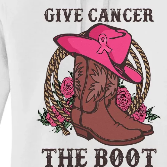 Give Cancer The Boot Breast Cancer Wester Cowboy Boots Women's Pullover Hoodie