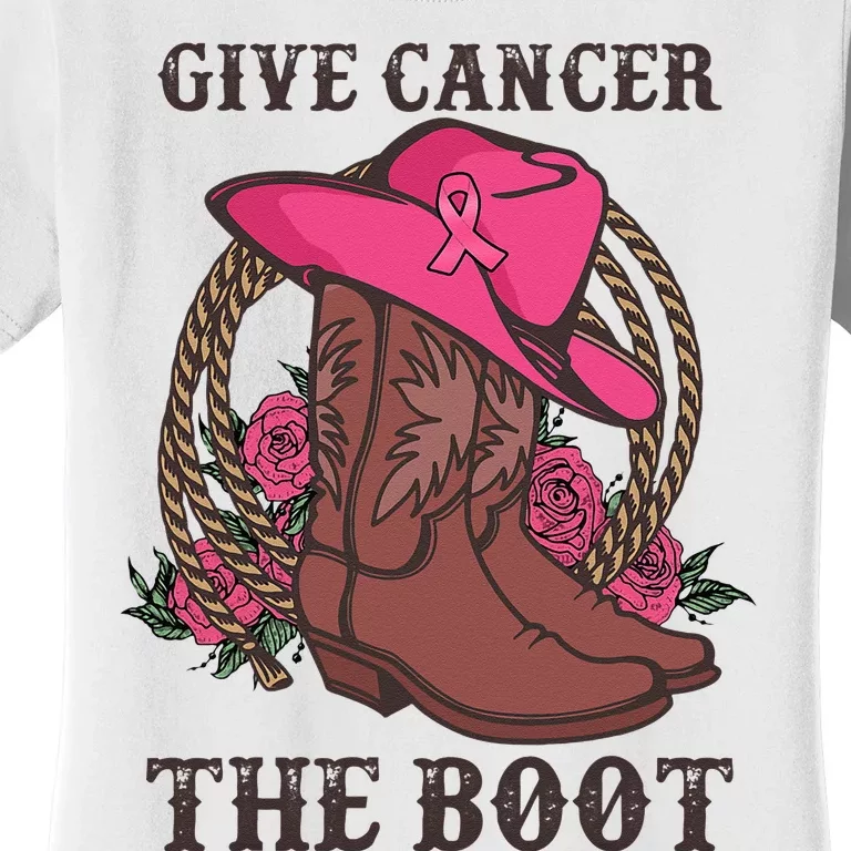 Give Cancer The Boot Breast Cancer Wester Cowboy Boots Women's T-Shirt