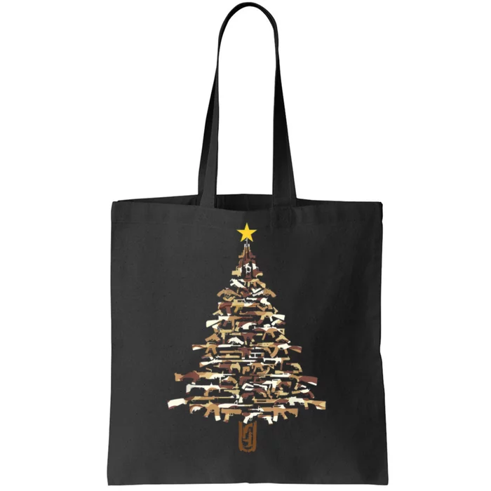 Guns Christmas Tree Camo Print Xmas Gift For Gun Lover TShirt Tote Bag