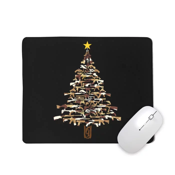 Guns Christmas Tree Camo Print Xmas Gift For Gun Lover TShirt Mousepad