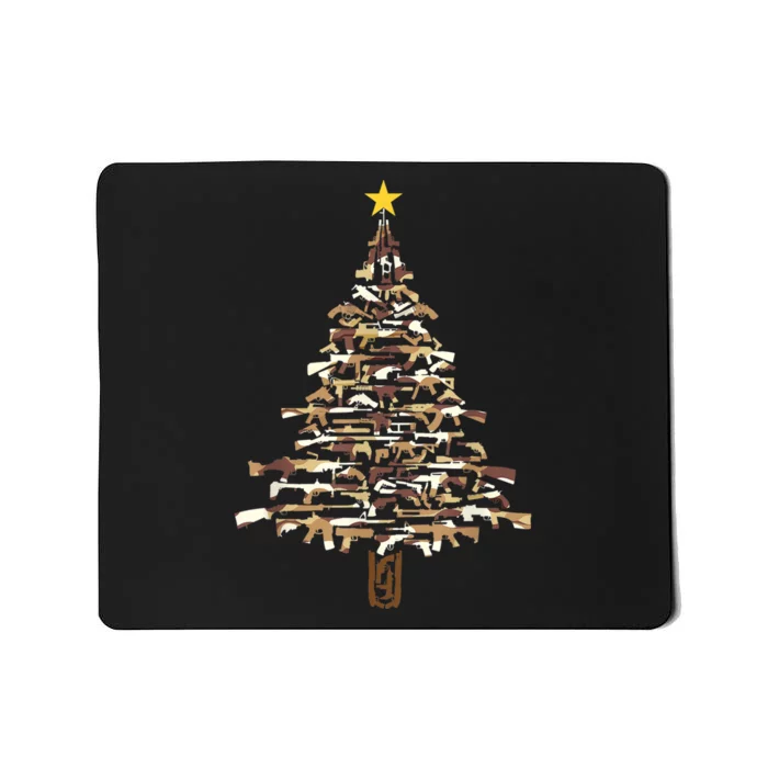 Guns Christmas Tree Camo Print Xmas Gift For Gun Lover TShirt Mousepad