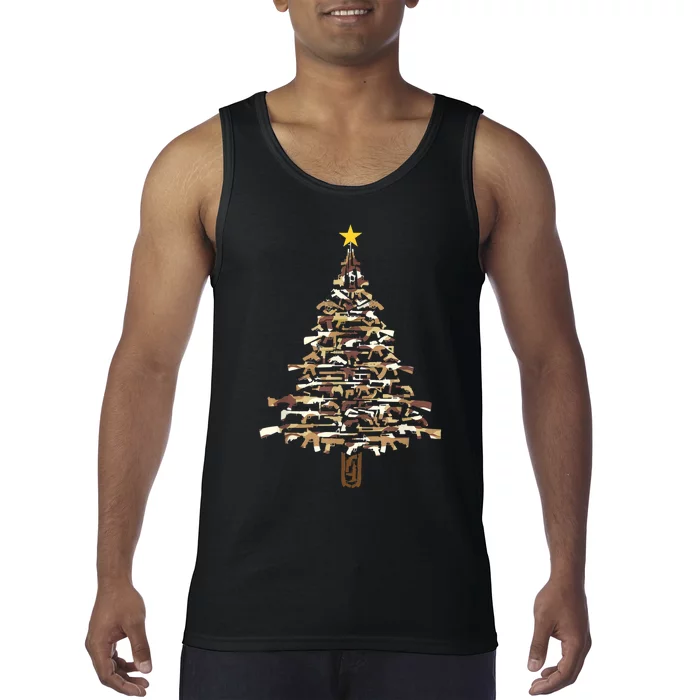 Guns Christmas Tree Camo Print Xmas Gift For Gun Lover TShirt Tank Top