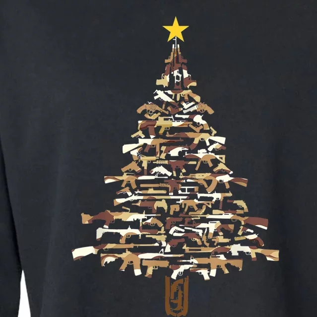 Guns Christmas Tree Camo Print Xmas Gift For Gun Lover TShirt Cropped Pullover Crew