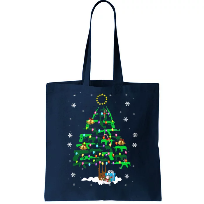 Guns Christmas Tree Ornament Xmas Lights Gifts Gun Lovers Tote Bag