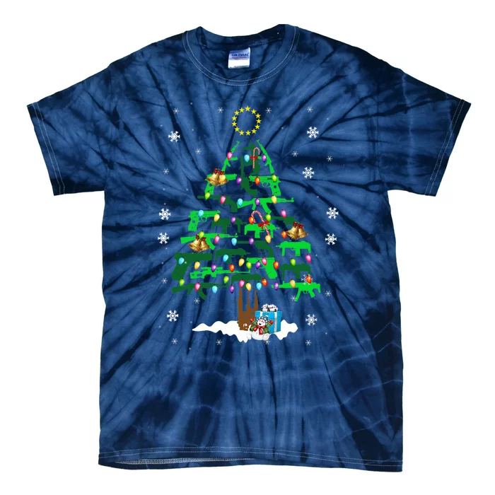 Guns Christmas Tree Ornament Xmas Lights Gifts Gun Lovers Tie-Dye T-Shirt