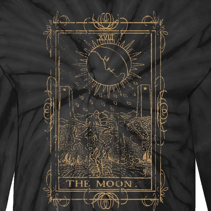 Goth Clothing Tarot Card The Moon Witchy Occult Clothes Tie-Dye Long Sleeve Shirt