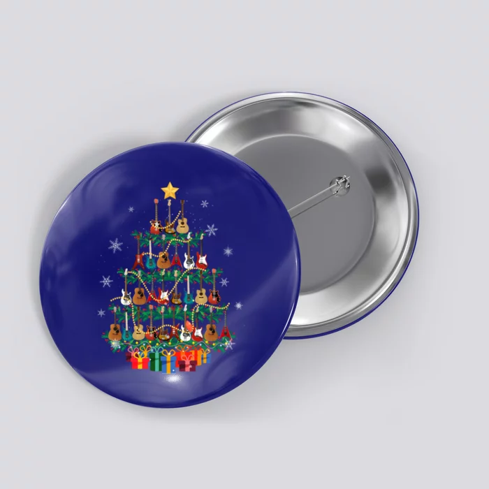 Guitar Christmas Tree Funny Merry Xmas Guitar Lover Player Gift Button