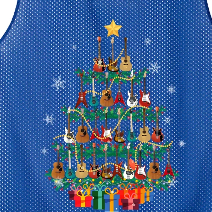 Guitar Christmas Tree Funny Merry Xmas Guitar Lover Player Gift Mesh Reversible Basketball Jersey Tank