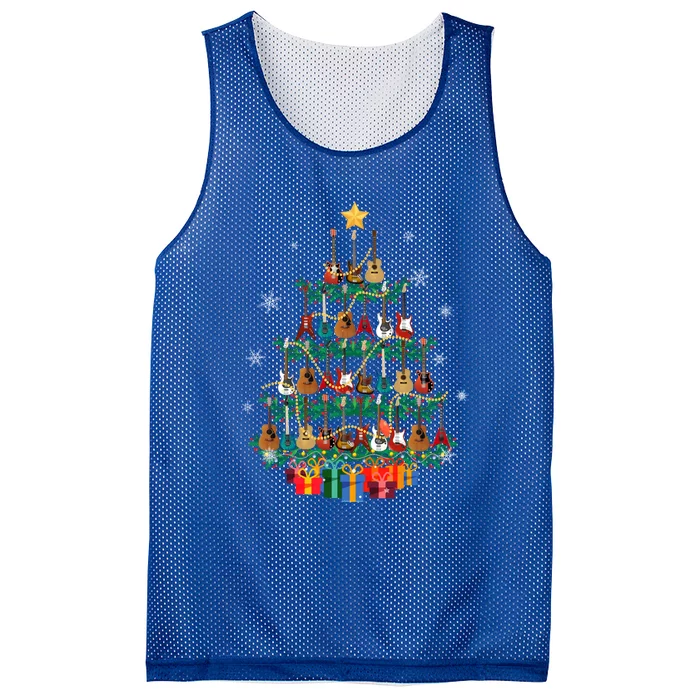 Guitar Christmas Tree Funny Merry Xmas Guitar Lover Player Gift Mesh Reversible Basketball Jersey Tank