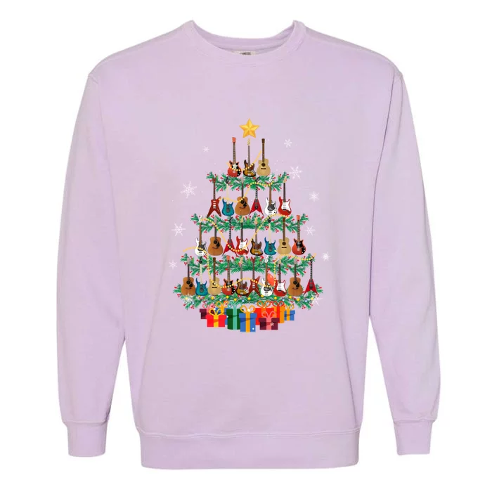 Guitar Christmas Tree Funny Merry Xmas Guitar Lover Player Gift Garment-Dyed Sweatshirt