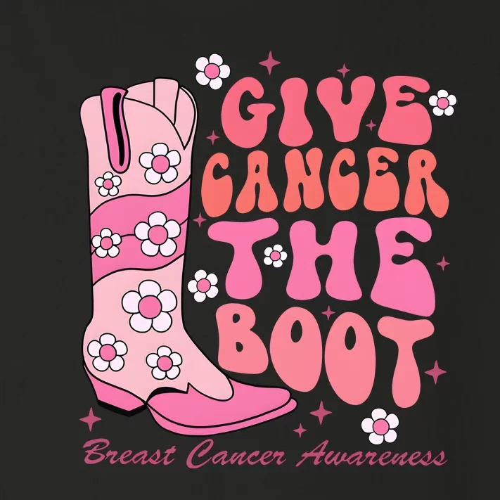 Give Cancer The Boot Breast Cancer Awareness Cowgirl Western Toddler Long Sleeve Shirt