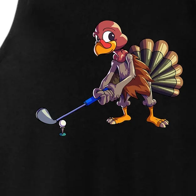 Golf Club Thanksgiving Kids Golfing Turkey Ladies Tri-Blend Wicking Tank