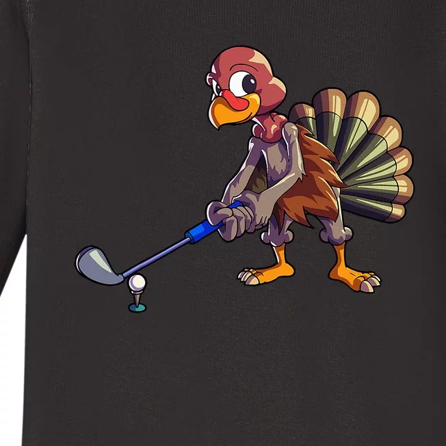 Golf Club Thanksgiving Kids Golfing Turkey Baby Long Sleeve Bodysuit