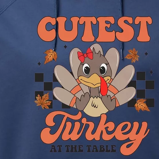 Girl Coolest Turkey Thanksgiving Performance Fleece Hoodie